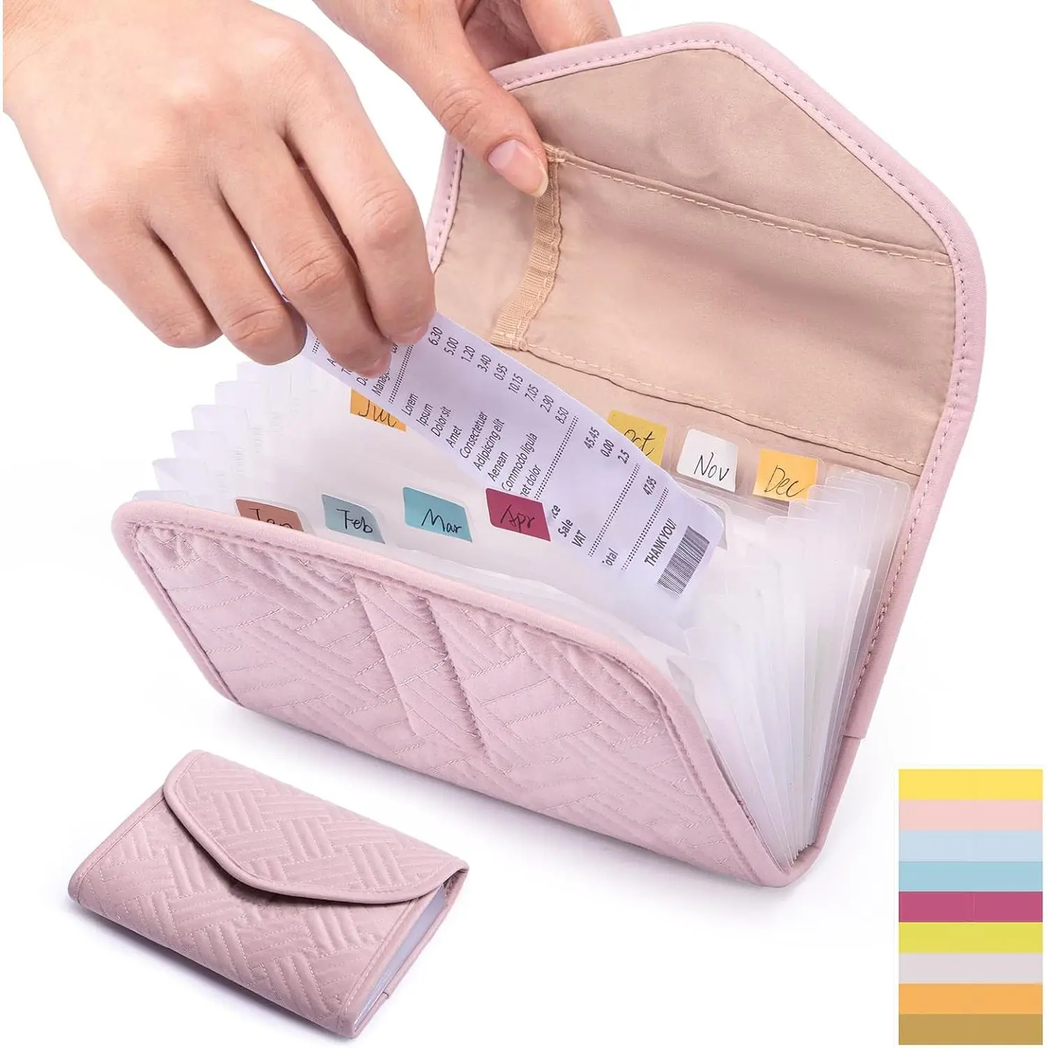Fabric Receipt Organizer 7X5 - Receipt Holder 12 Pockets -  Organizer - Elegant Receipt Holder -  Holder -  Organizer - Envelope Organizer - Small Accordion File Organizer