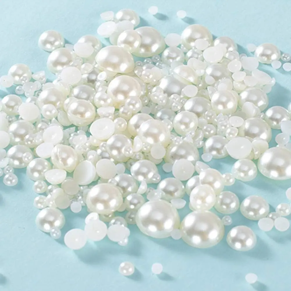 Plastic Half Round Flatback Loose Beads - 215 Count, 6/8/10/12mm Bulk, High Temp Res, DIY Crafting Scrapbooking Supplies (Beading & Jewelry Making)