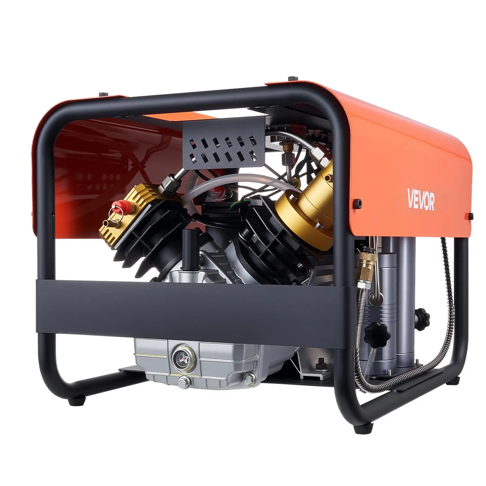 VEVOR PCP Air Compressor, 4500PSI/30Mpa Diving Scuba Tank Air Compressor, Double-Cylinder Auto Stop PCP Diving Compressor with External Water & Fan Cooling System for Scuba Tanks, Paintball, Air Rifl