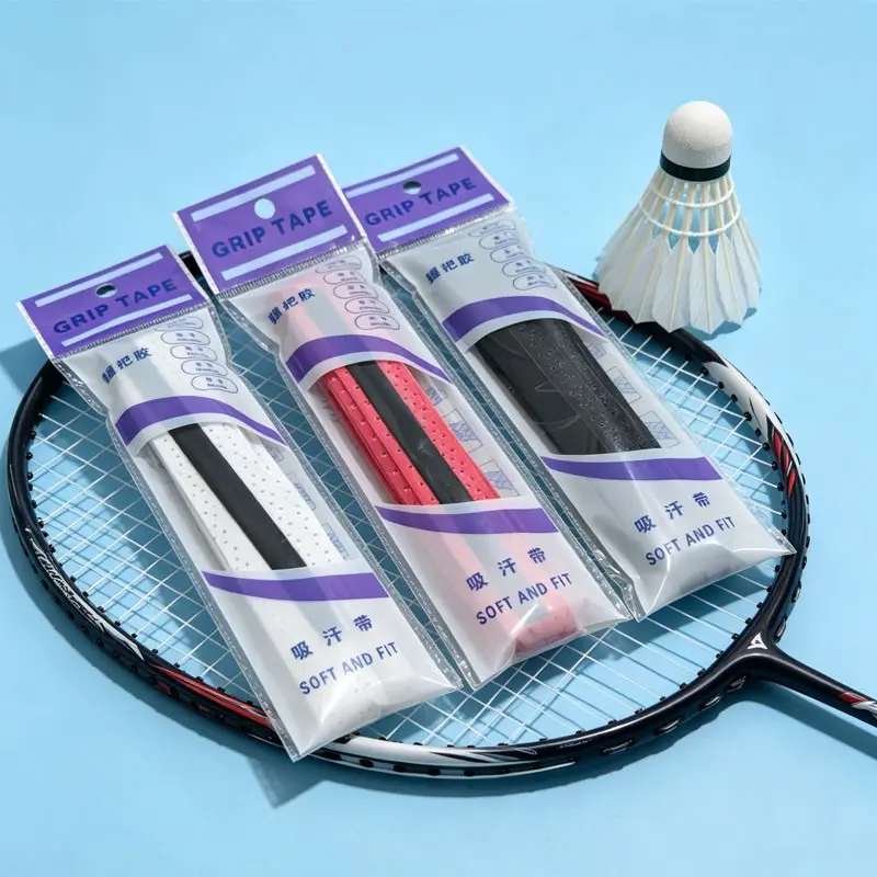 3pcs Badminton Racket Grips, Punched Anti-Slip Sweat Absorbent Replacement Grips, Soft Comfortable Breathable Handle Bands, Colors