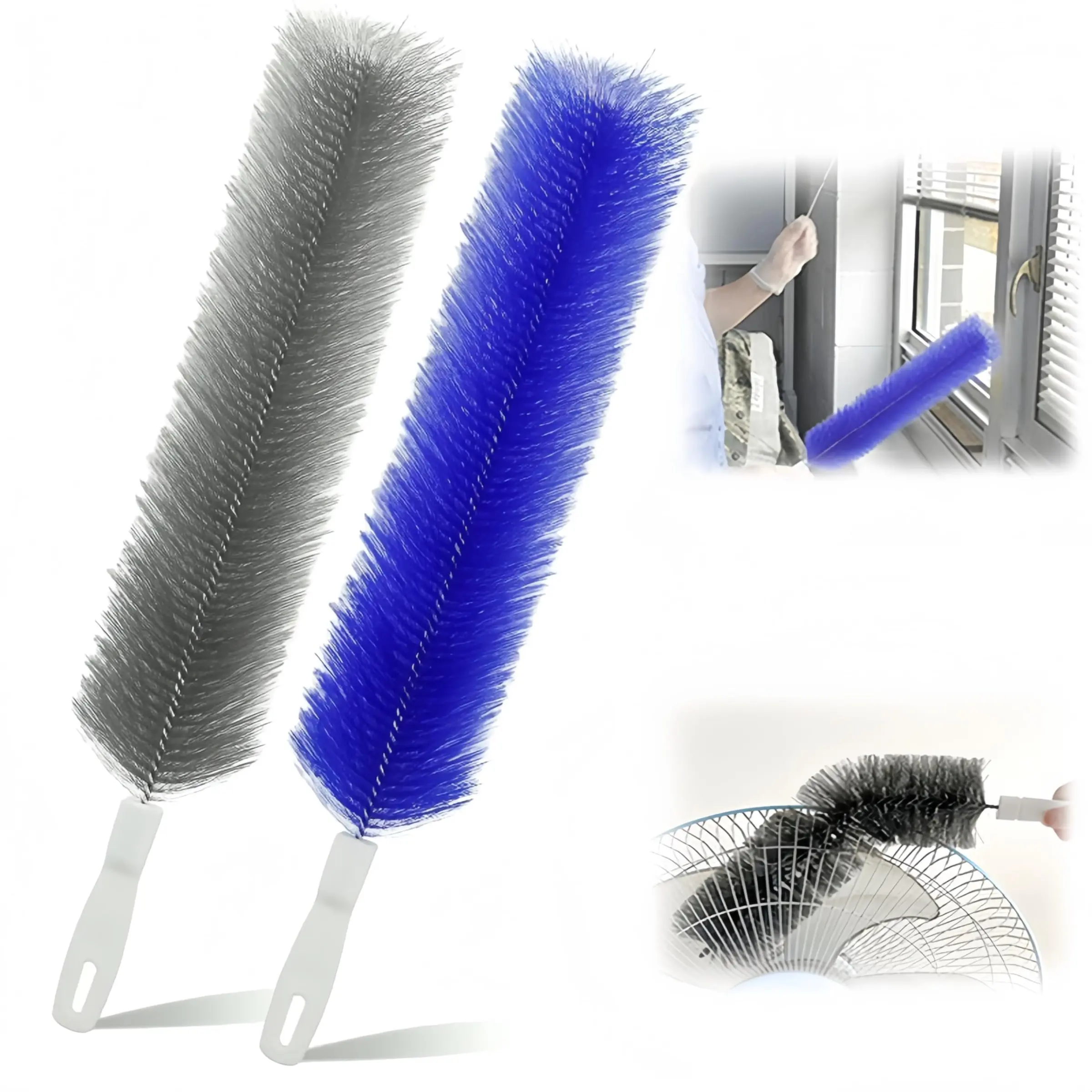 Bendable Microfiber Head Fan Cleaner Brush, Reusable Dust Remover for Electric Fans, Air Conditioning, Home Car Vents, Curtain, Mixed 2 Pcs Bendable Duster