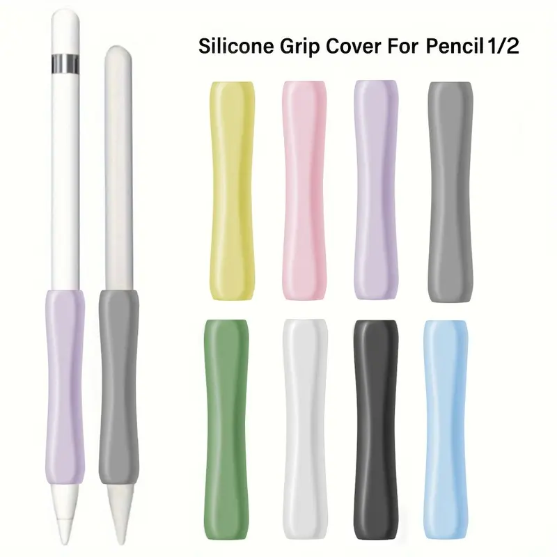 Anti-Roll Wear-Resistant Silicone Grip Cover & Tip Sleeves Compatible with Apple Pencil 2nd Gen, Comfortable Stylus Protective Case for iPad Apple Pencil Accessories