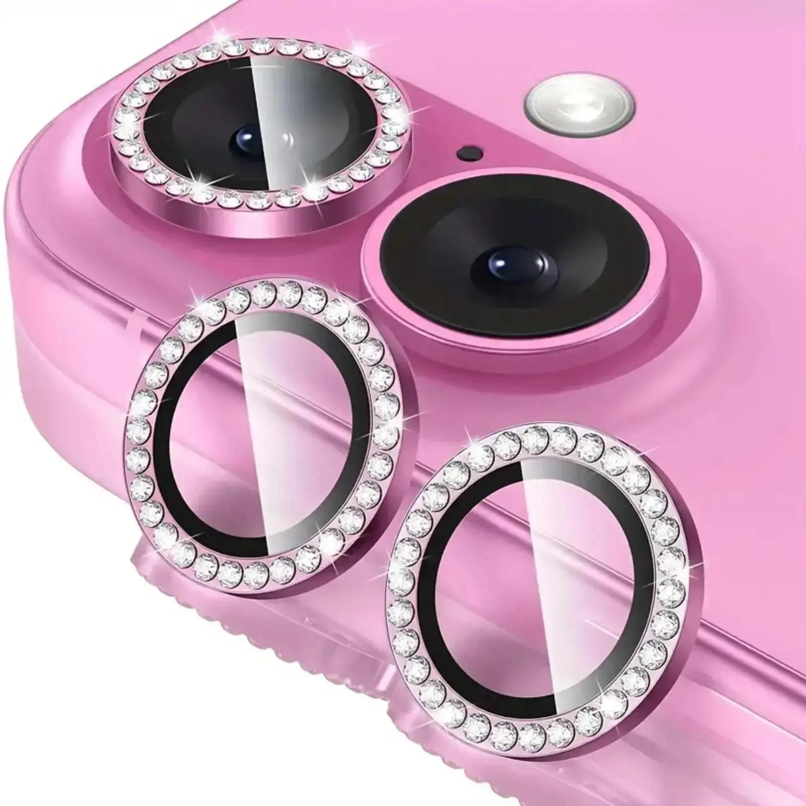 Glitter Rhinestone Camera Lens Protector for iPhone 16 & 16 Plus Cellphone Devices - High-Definition 9H Tempered Glass Anti-Scratch Phone Accessories, Protection, Resistance, Iphone 16 Plus