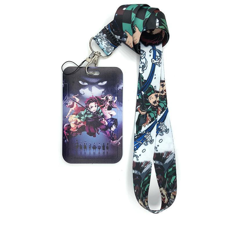 Anime Demon Slayer Print Keychain Ribbon Lanyards for Keys ID Card Phone Straps Hanging Rope Lariat Students Badge Pass Holder