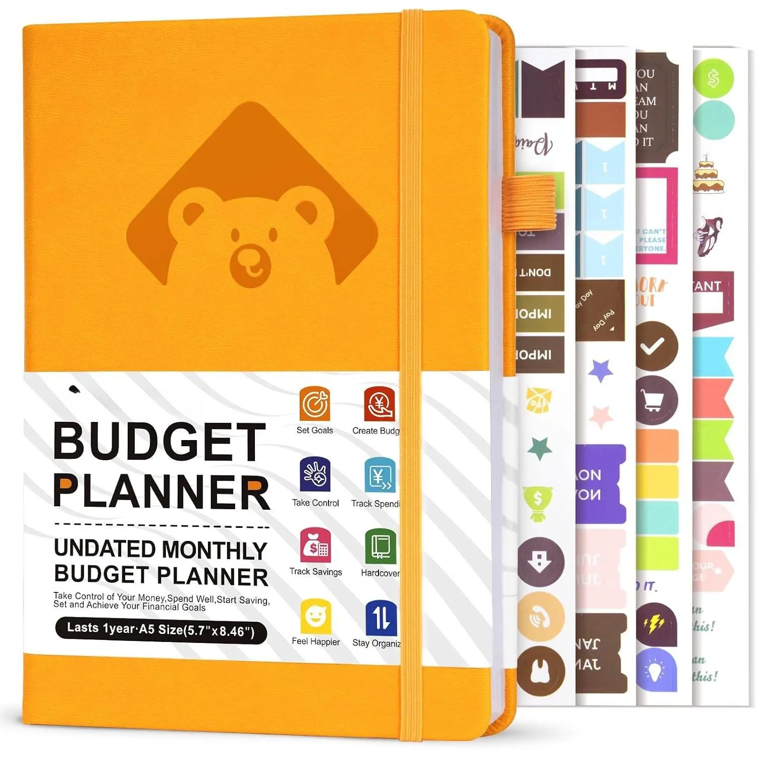 Budget Planner & Monthly Bill Organizer – Monthly Financial Book with Pockets Expense  Notebook. Monthly Budgeting Organizer, Finance Logbook & Accounts Book, Bill , A5(Orange)