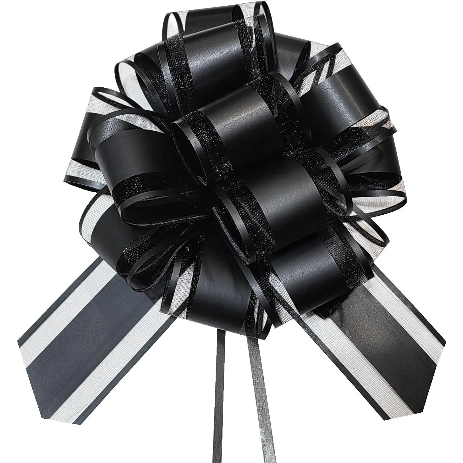 6 PCS Pull Bows, 6 Inch Large Black Bows for Gift Wrapping, Gift Bow, Present Wrapping Pull Bow for Christmas Wedding Baskets Valentine's Day Gift Decoration