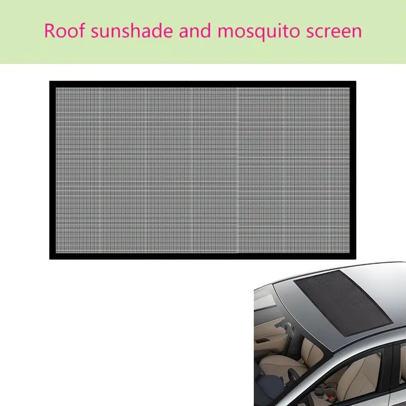 Car sunroof mosquito net and roof sunshade; suitable for panoramic sunroofs; outdoor car roof mesh providing ventilation and sun protection; Sunshade for car outside