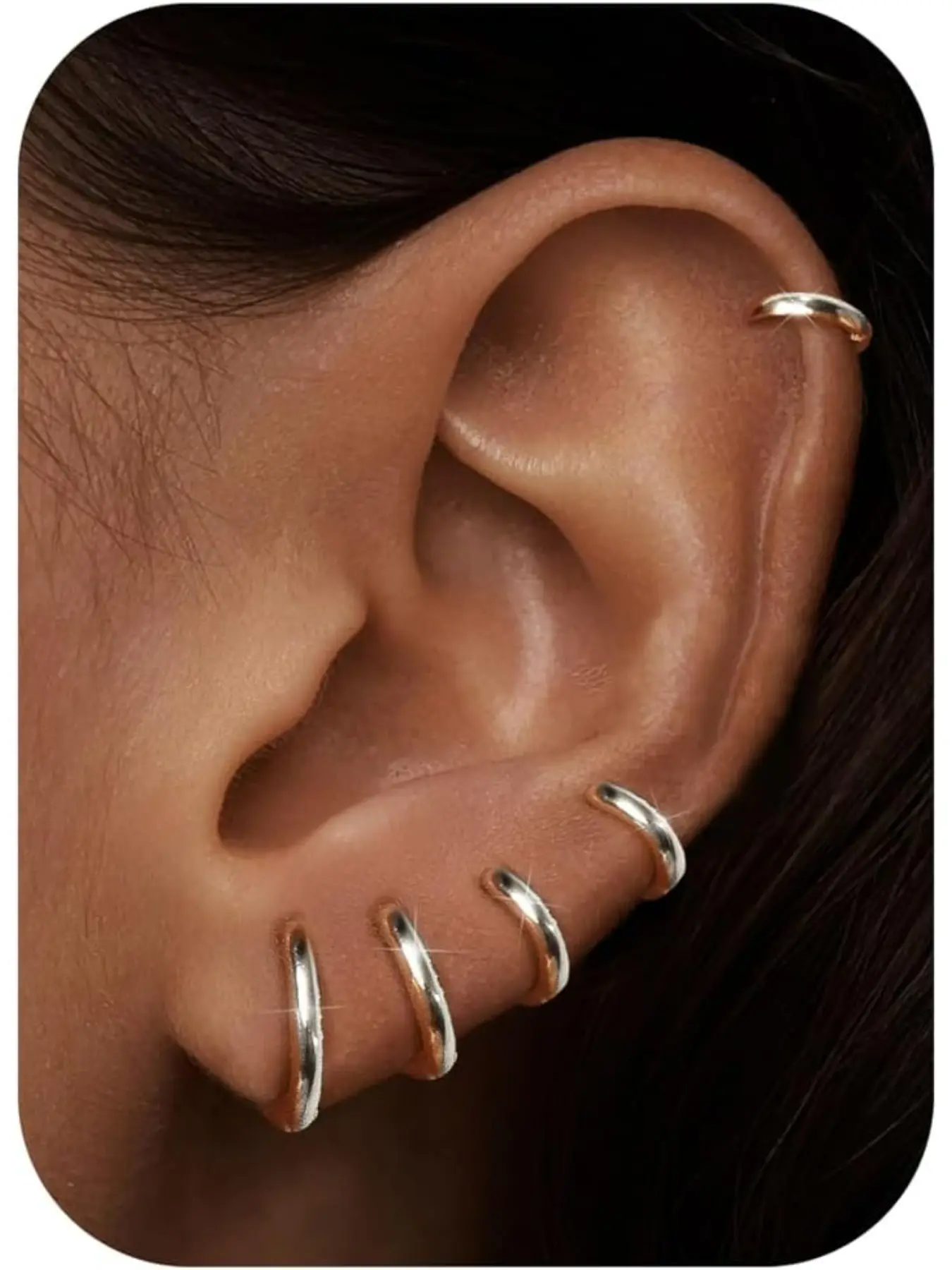 Small Hoop Earrings for Women Men Surgical Steel Cartilage Huggie Earrings Snug Lobe Nose Lips Daith Helix Piercing Jewellery Tiny Hoop Hinged Sleeper Earrings 6/7/8/9/10 mm