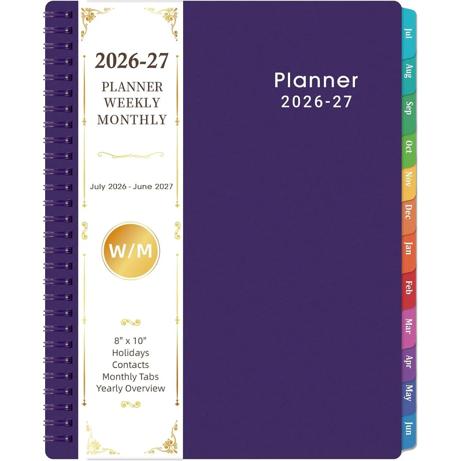 Planner 2026-2027 - Planner 26-27, Jul. 2026 - Jun. 2027, 8”× 10” | 2026-2027 Weekly & Monthly Planners with Monthly Tabs,  -Wire Binding,  cover