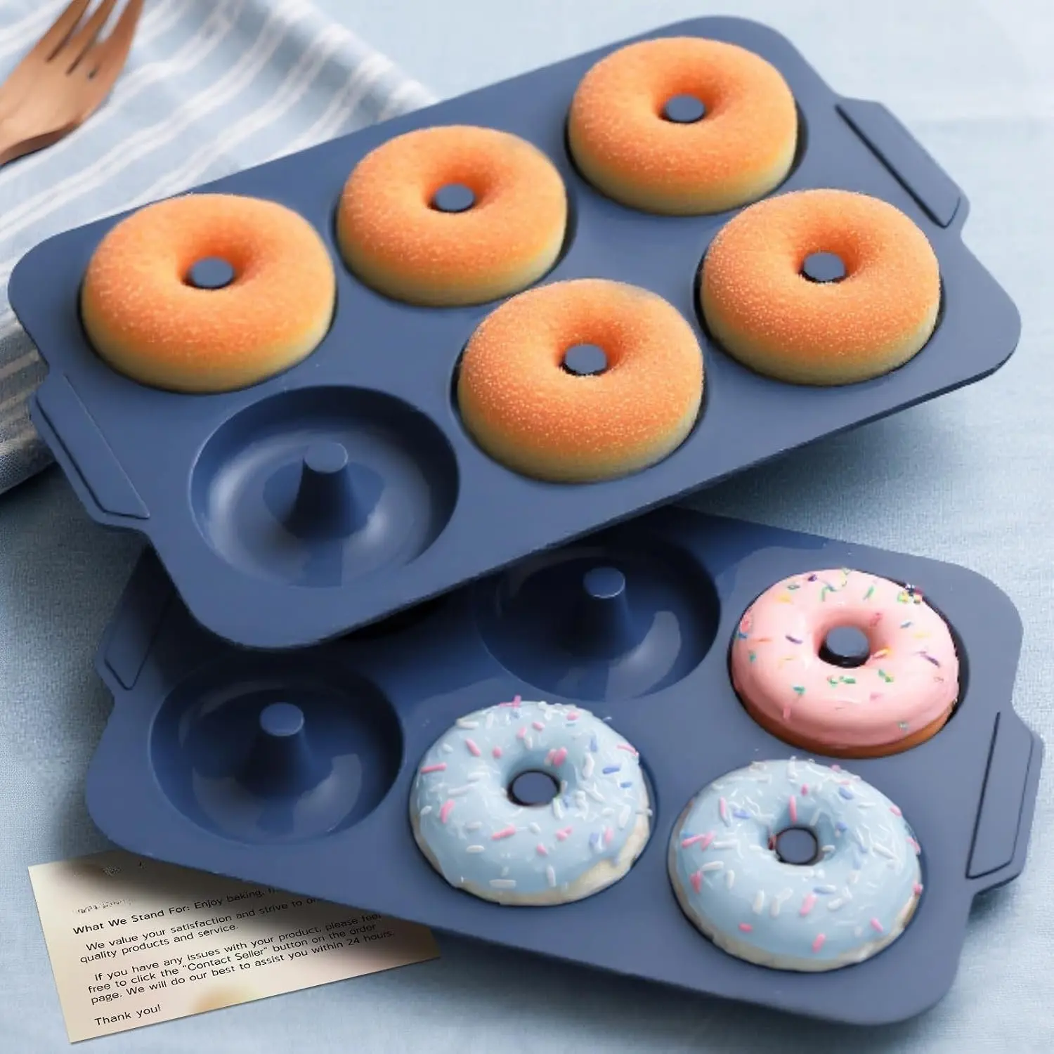 Nonstick  Donut Pan: 3.5 Inch Doughnut Pan with Metal Frame -  Donut Molds for Baking Gluten Free Glazed Vegan Protein Donuts Bagel - for Oven Kitchen -  Bakers Housewife