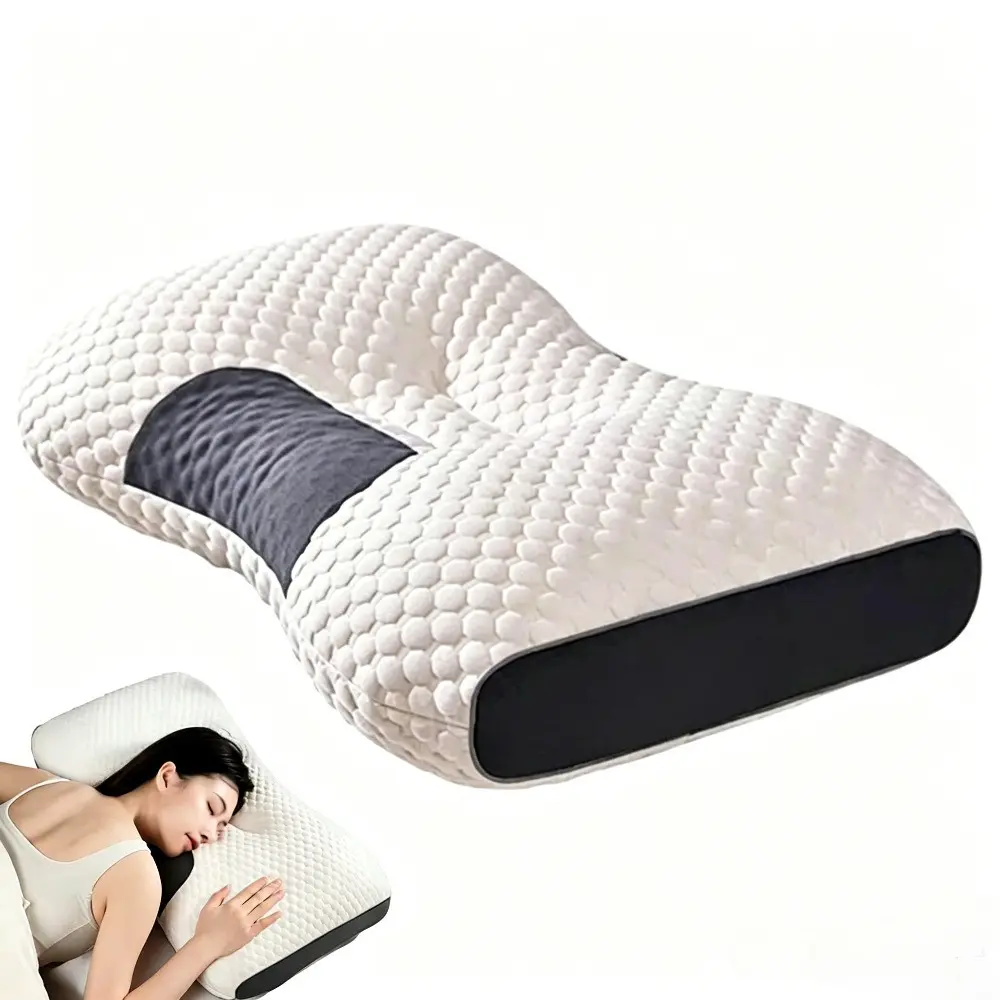 Adjustable height curved pillow, durable Household pillow, Neck rest cushion, supporting shoulders and neck, soft pillow conforms to body curve, support during sleep, fluffy-filled comfortable bed pillow, suitable for all postures
