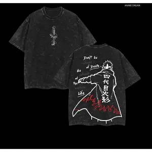 Namikaze Minato Naruto Anime Double Printed Washed Tee Unisex Oversize Anime Manga Washed Heavyweight Cotton T-shirt, Gift For Anime Fan, Anime Lover