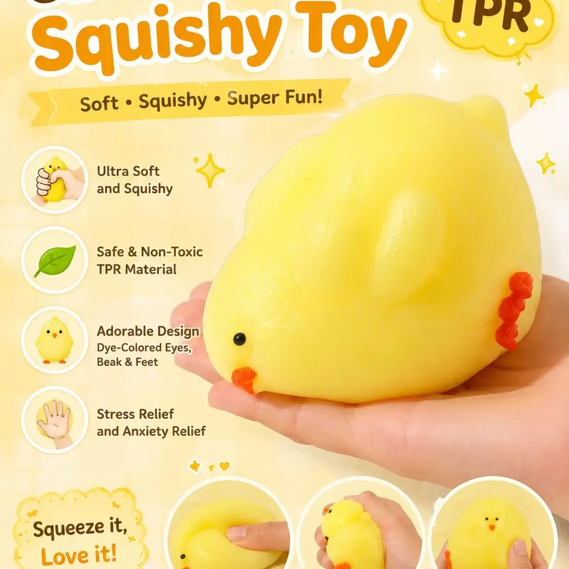 Plush Chicken Stress Relief Toy, Soft Plush Material, Ideal for Relaxing, Perfect Gift for Kids & Adults, Durable Design