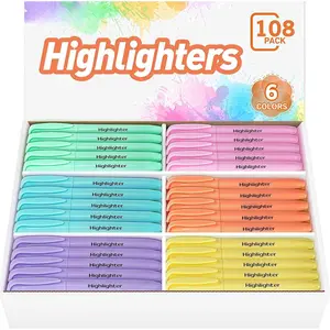 Highlighters Bulk, Chisel Tip Dry- Highlighter Markers, 108 Count-6  Colors Highlighters Bulk Pack for Adult , Office Classroom  Have, School Supplies for Teachers