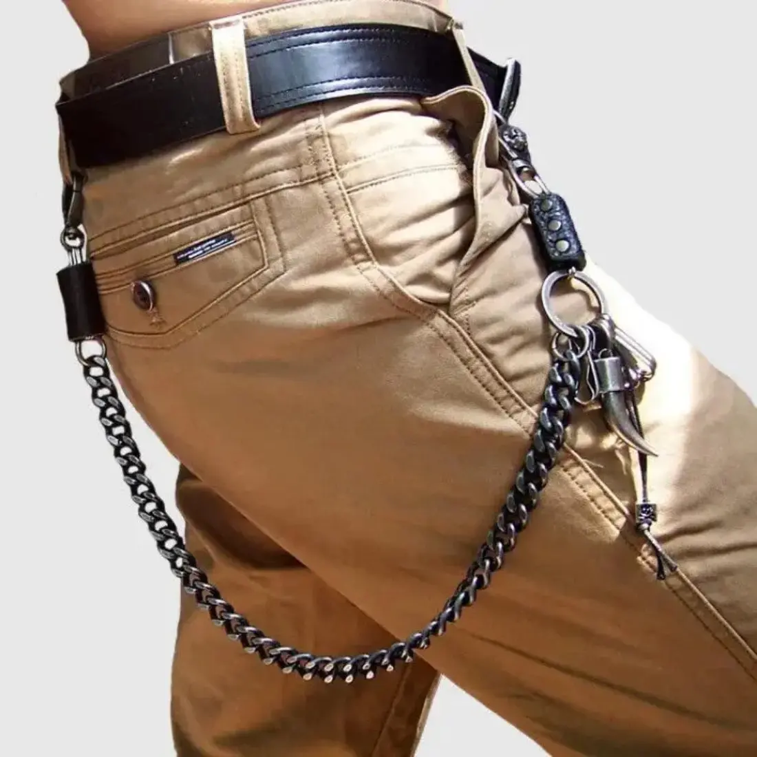 Biker Wallet Chain for Men, Skull Heavy Duty Chain with Belt Loop Clip, Punk Rock Wallet & Purse Accessory, Gothic Streetwear Jewelry for Daily Wear, Concerts, Parties & Festivals
