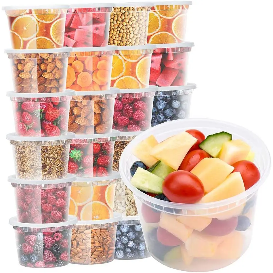 24 Sets 16 oz Deli Containers with ,Leakproof& | Plastic Soup Containers with ,Airtight Takeout  Storage Containers for Soup,Freezer/Microwave/Dishwasher Safe