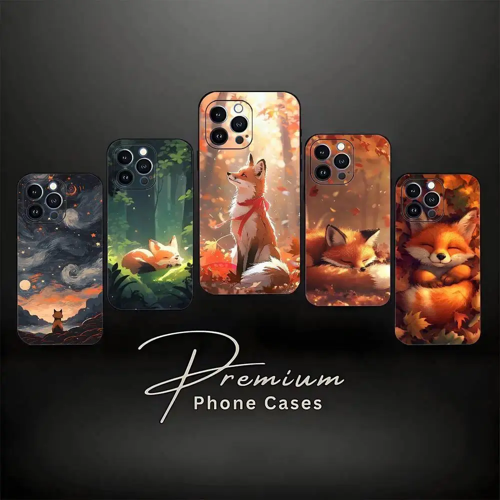 Cute Cartoon Fox Personalized Phone Case, Soft Silicone Black Cover with High Detail Protection, iOS/Android Accessories for iPhone 11-17 Pro Max/Plus & Samsung Galaxy S23-S25, Multi-Model, Printed Art