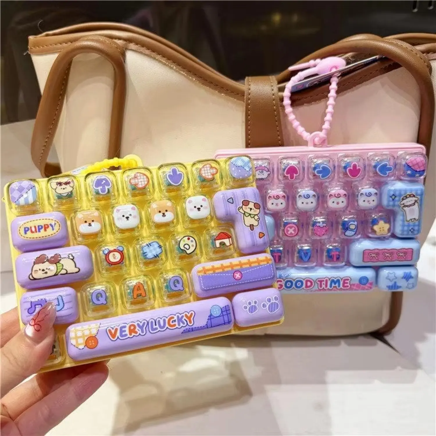 26 Key Decompression Button Toy Portable Bag Pendant Ornament Stress Relief Fidget Toy Mini Hanging Decor Gift For Kids Children