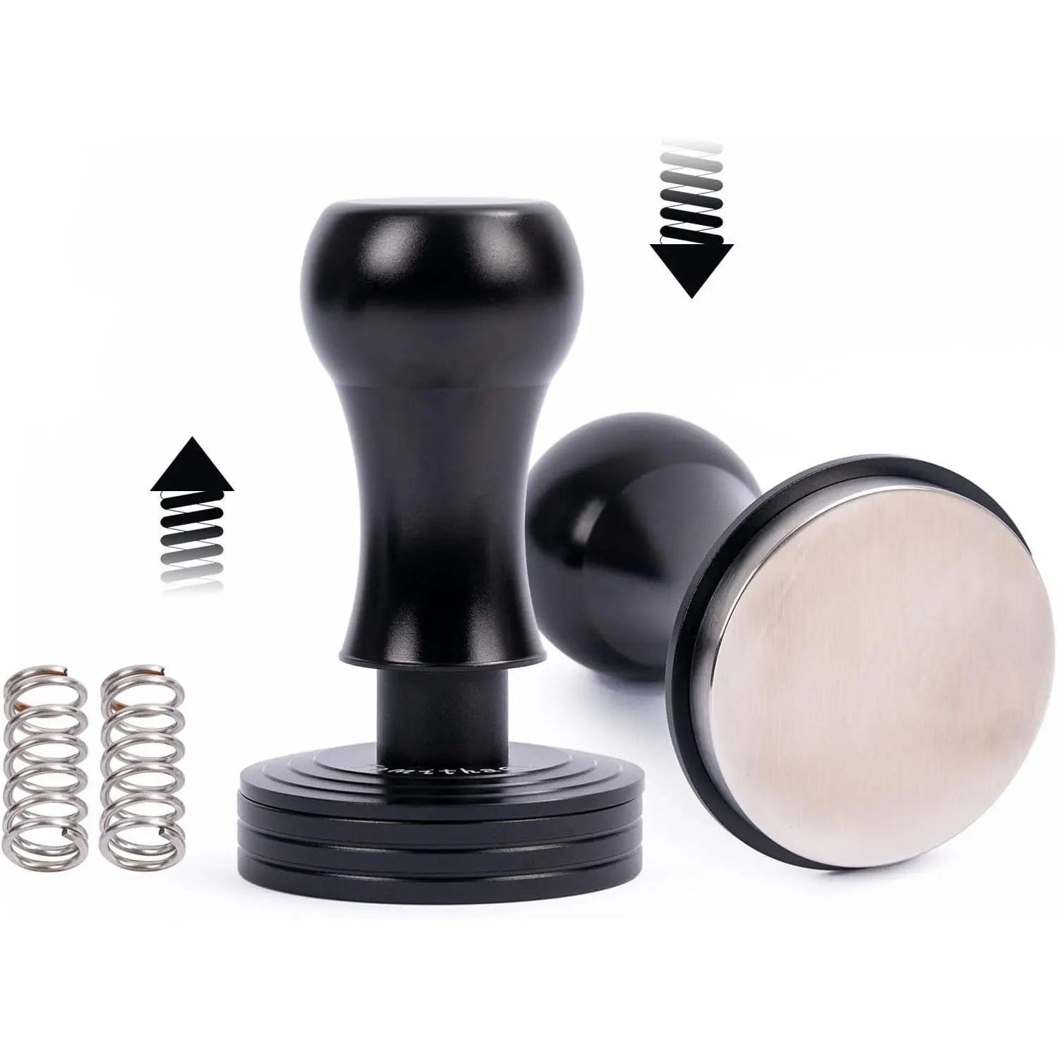 Stainless Steel Coffee Tamper - Heavy Duty Anti-Slip Espresso Tamping Tool, 45.5mm/51mm/53.5mm/58mm/58.5mm Multi-Size Compatible for Baristas, Black