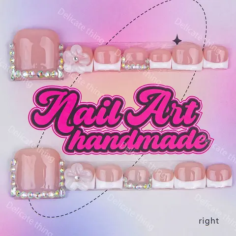 Delicate thing Y2K hand-made press-on Fake Toe Nails four sizes to choose from (XS/S/M/L) Suitable for beach vacations and sandy beaches Decorative Nails