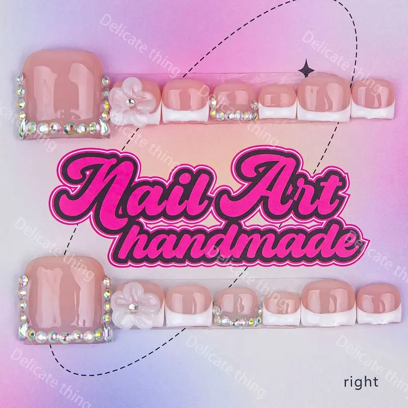 Delicate thing Y2K hand-made press-on Fake Toe Nails four sizes to choose from (XS/S/M/L) Suitable for beach vacations and sandy beaches Decorative Nails