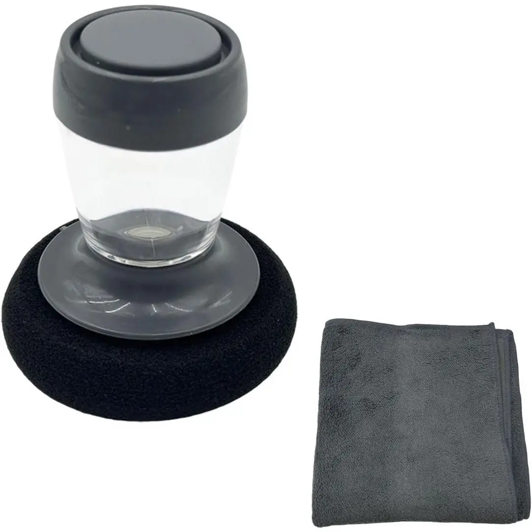 Wax Applicator Pad, Non-Streak Automotive  Buffing Sponge with Comfortable Handle,  Auto  Scratch Repair Polishing Pad,   Detailing Tool(1Set)