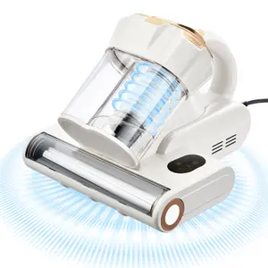 VEVOR Mattress Vacuum Cleaner, 550W Bed Vacuum Cleaner with 18Kpa Powerful Suction and Dual Dust Bin, HEPA Filter Heating, Ultrasound Tech Cleaning Lights, Handheld for Bed, Sofa, Corded, White