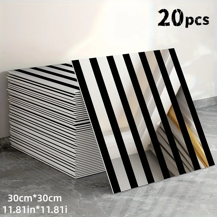 20pcs Wall Stickers, Self-Adhesive Wallpaper, Bathroom Peel and Stick Wallpaper, Fashionable Removable Decor for Kitchen, Living Room, Bedroom, Bathroom