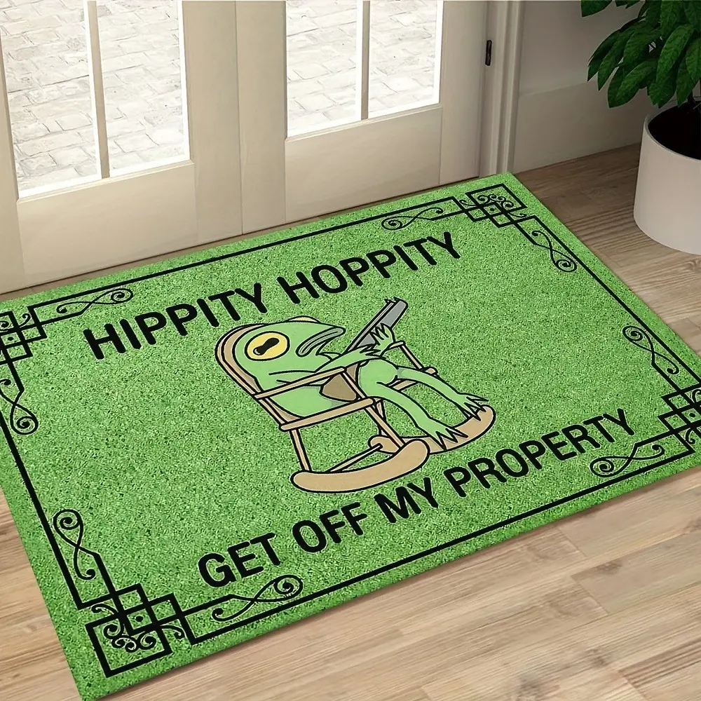 1PC Frog Pattern Mat, 4mm Thick Polyester, Non-Slip Waterproof, Luxury Texture, Home & Outdoor Decor, Floor Mat