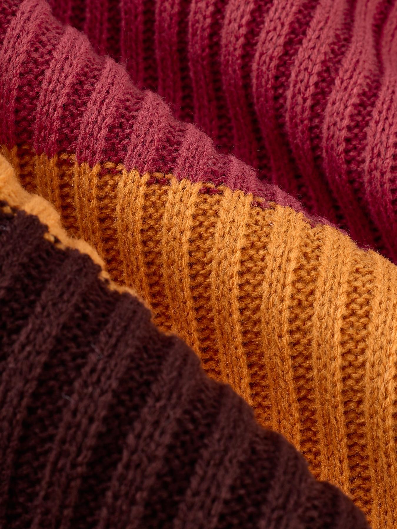 Elegant Women's Colorblock Knit Dress, High Neck Long Sleeve Mermaid Dress, Worn Alone or Layered, Fashion Fall & Winter Clothes