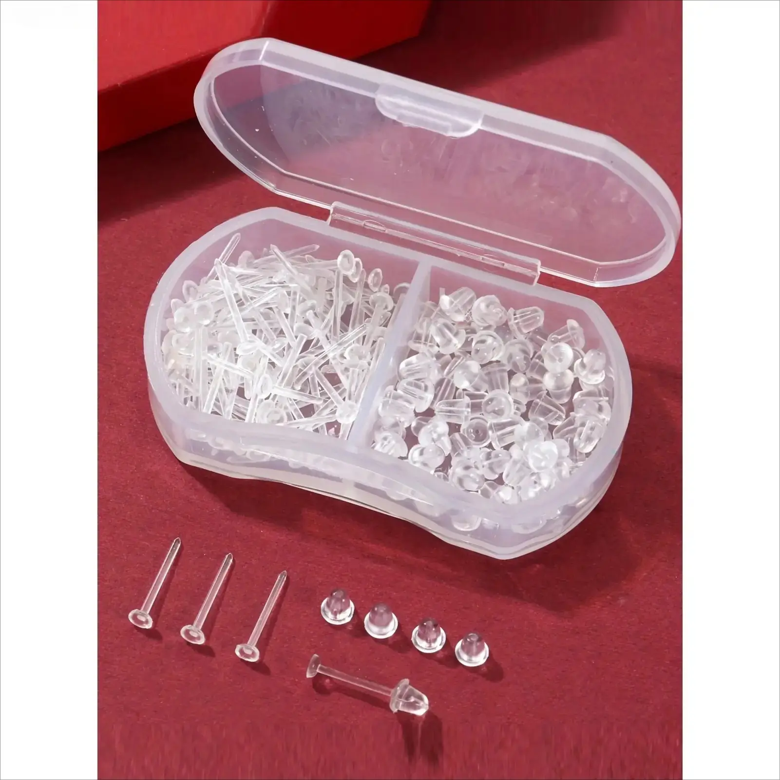 200Pcs Clear Invisible Flat Plastic Ear Studs, Soft Silicone Rubber Transparent Invisible Earrings, Discreet Ear Jewelry Accessories Perfect for Sports Workplace Daily Wear Sensitive Ear Protection