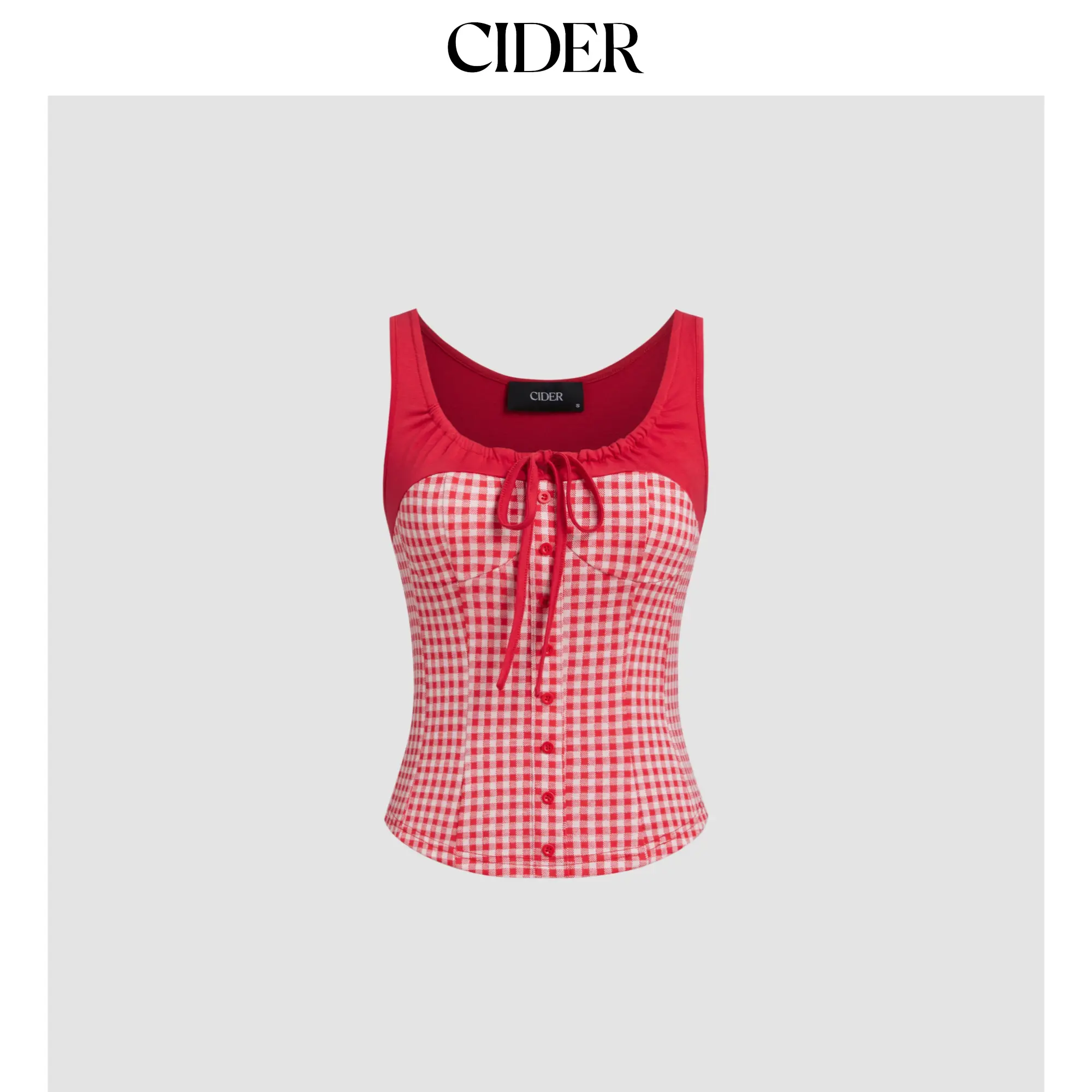 Cider [size 2-10] U-neckline Gingham Knotted Tank Top SummerWins SummerFinds