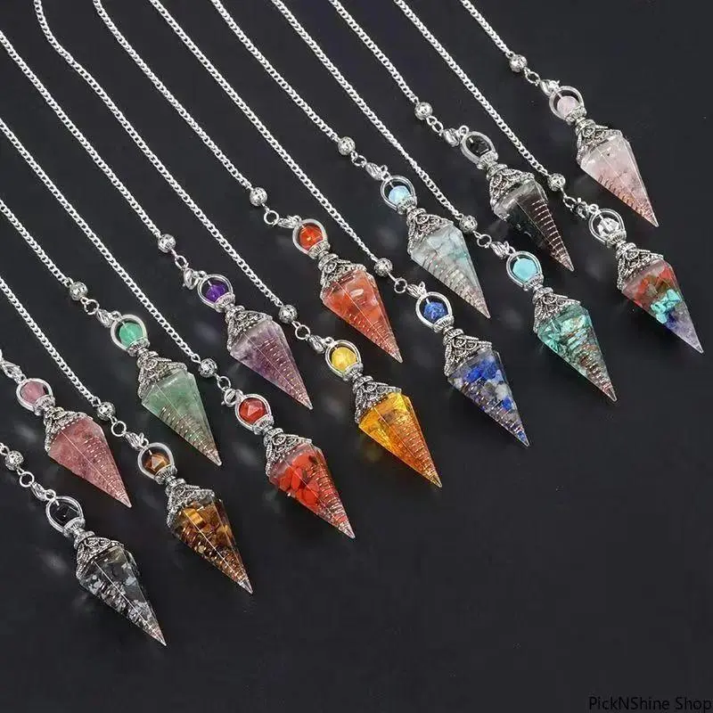 Natural Stone Amethyst Crystal Dowsing Pendant Necklace - Reiki Divination Tool, Pendant with Necklace for Anniversary Gifting, Crystals And Healing Stones, Pendants Jewelry