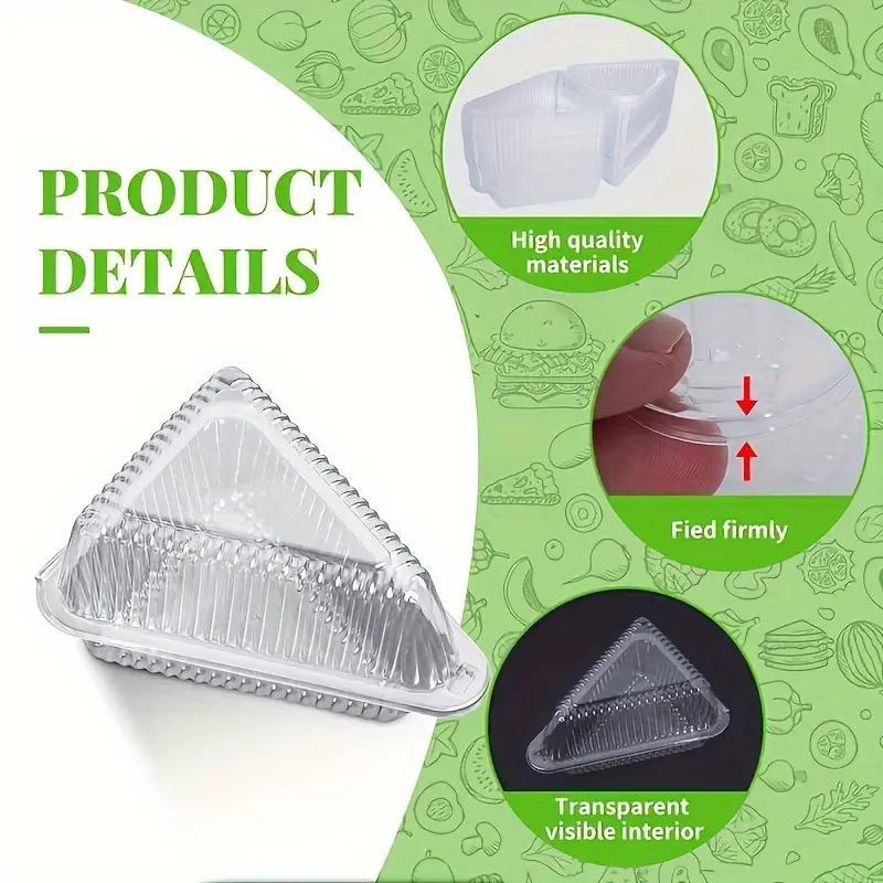 Disposable Triangular Transparent Plastic Hinge Outer Container, 100pcs Clear Cheese Cake Container, Baking Utensils for Families, Bakeries, and Cafes, High Quality Plastic, Food Grade Plastic
