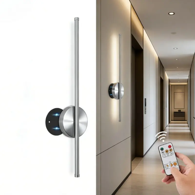 USB Rechargeable Wall Light, Magnetic LED Wireless Wall Lamp with Remote, Adjustable Brightness, Adjustable Leds, Silver Color, for Bedroom and Hallway