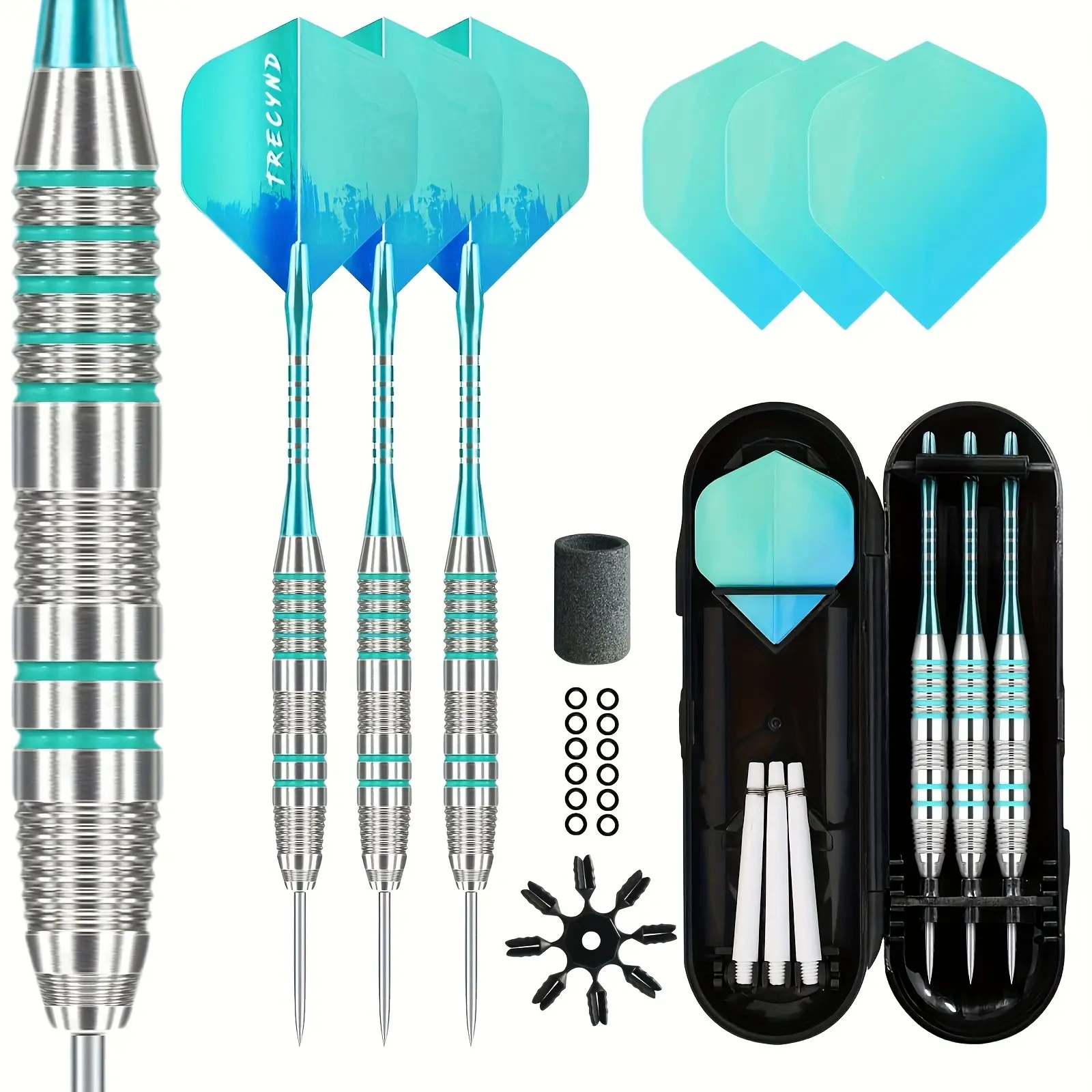 3-Piece Silver Color Dart Set, Adult Professional Hard Darts, Competition Training Darts with Spare Blades, Portable Storage Box Included, Steel Tip Darts