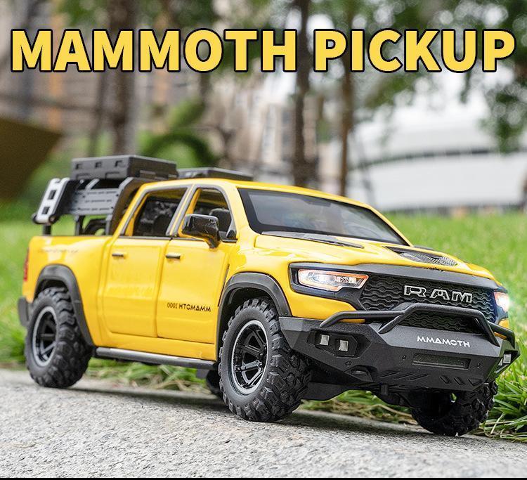 1:32 DODGE Mammoth 1000 TRX Alloy Pickup Car Model Diecast Metal Off-road Vehicle Model Sound and Light Simulation Kids Toy Gift