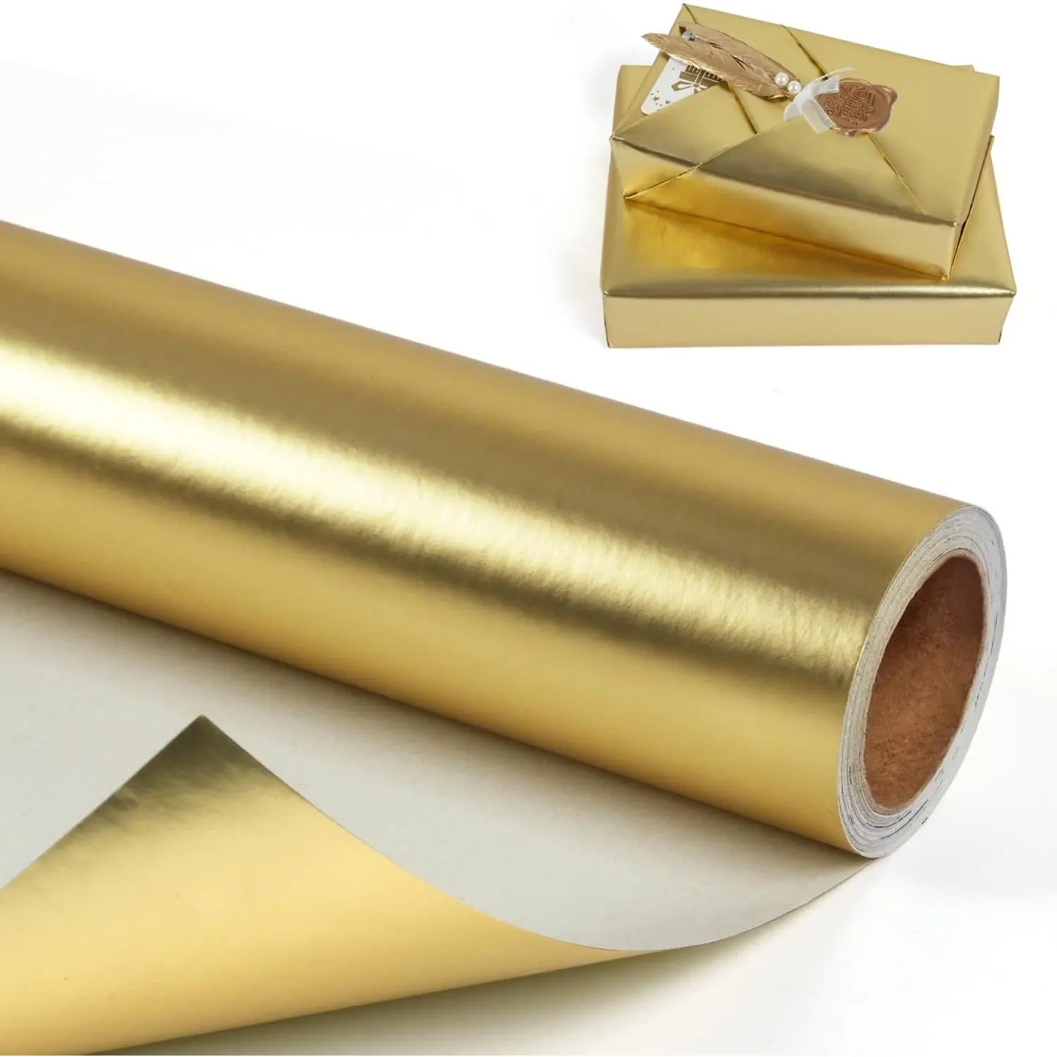 Metallic Wrapping Paper Roll - Matte Solid Color  Wrap Paper -   Wrapping Paper for Birthday Christmas Wedding Mother's Day Graduation, 17 Inches x 32.8