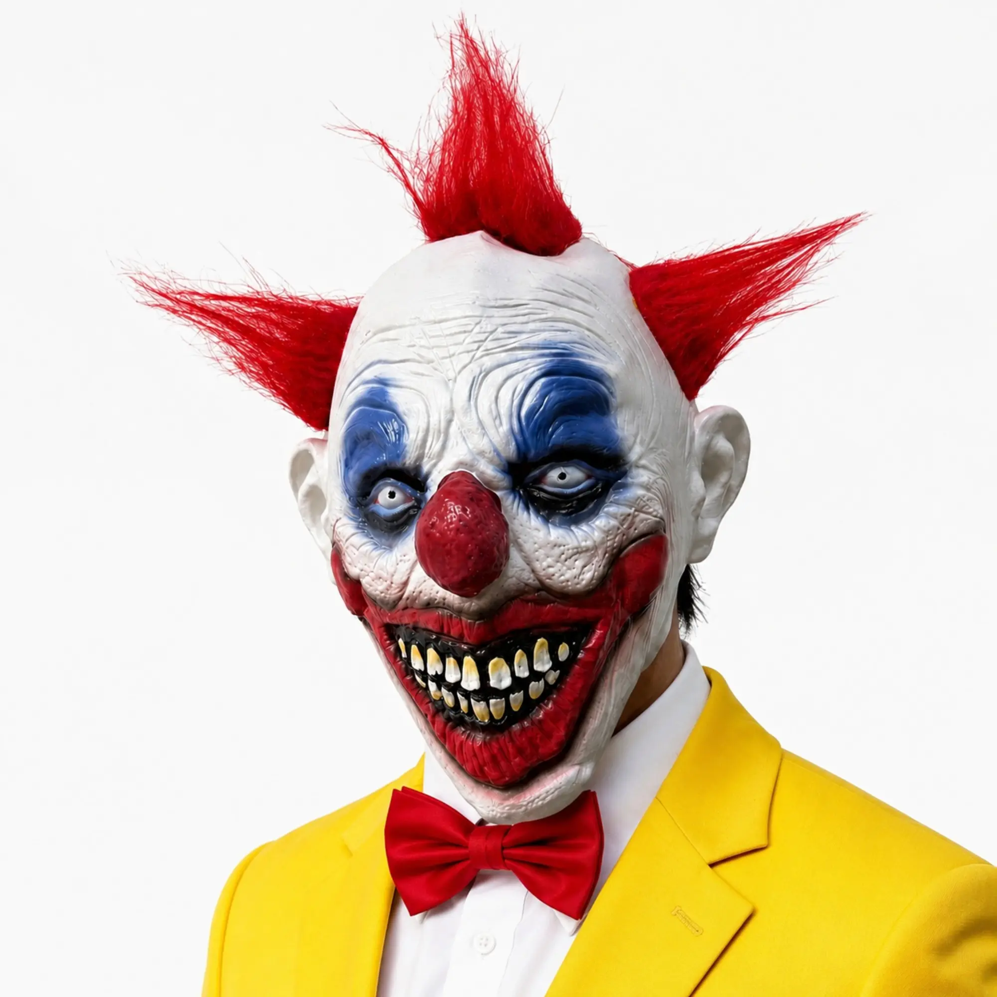 Creepy Evil Clown Latex Mask with Hair, Scary Killer Jester Face Cover for Adults, Horror Monster Costume Prop for Halloween & Party, Mask Cosplay, Party Face Masks, Party Supply, Party Accessory