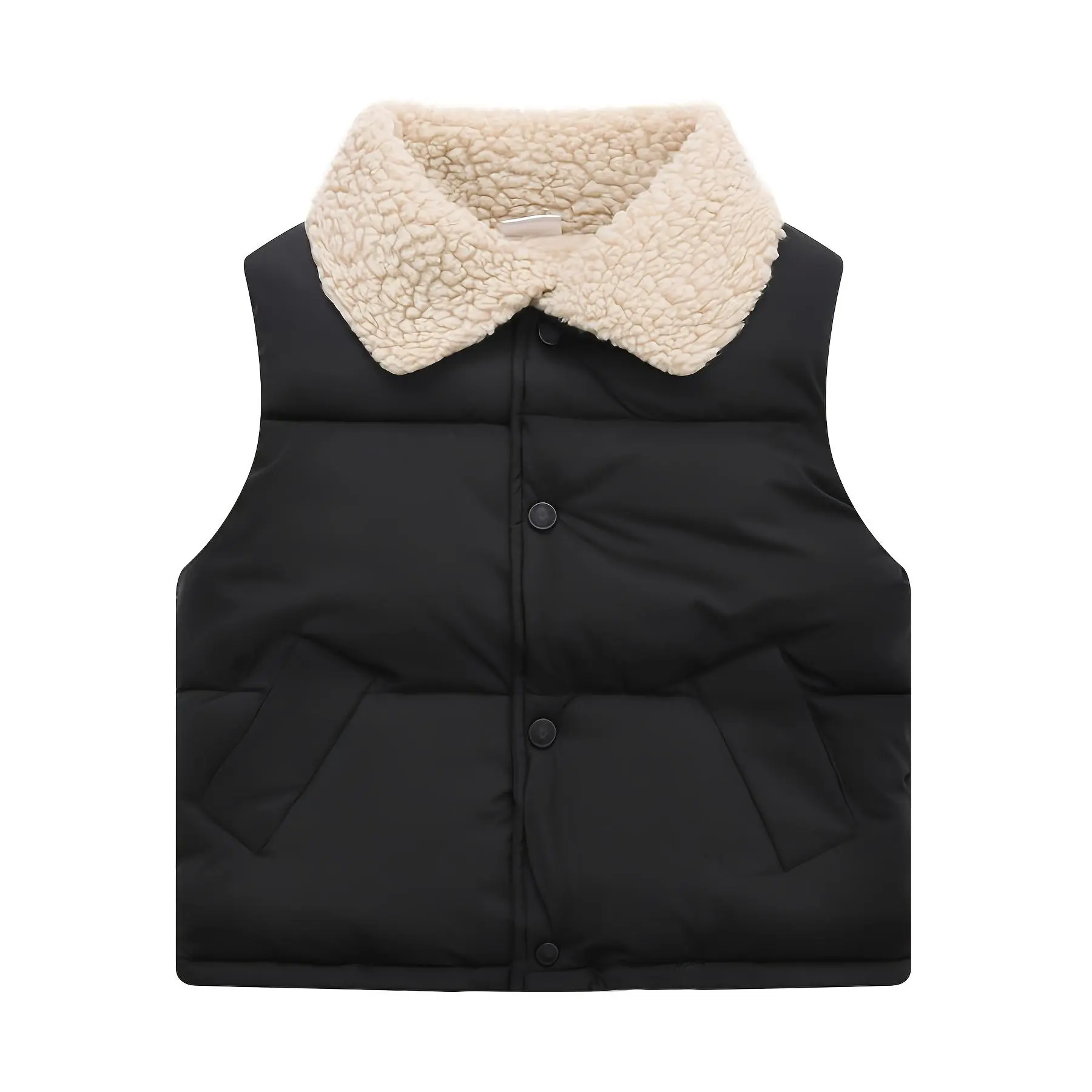 Autumn Winter New Style Single-Row Button Warm Vest Back-Padding Big Child Fitted Camisole Vest Children Girls Outerwear Padded Vest