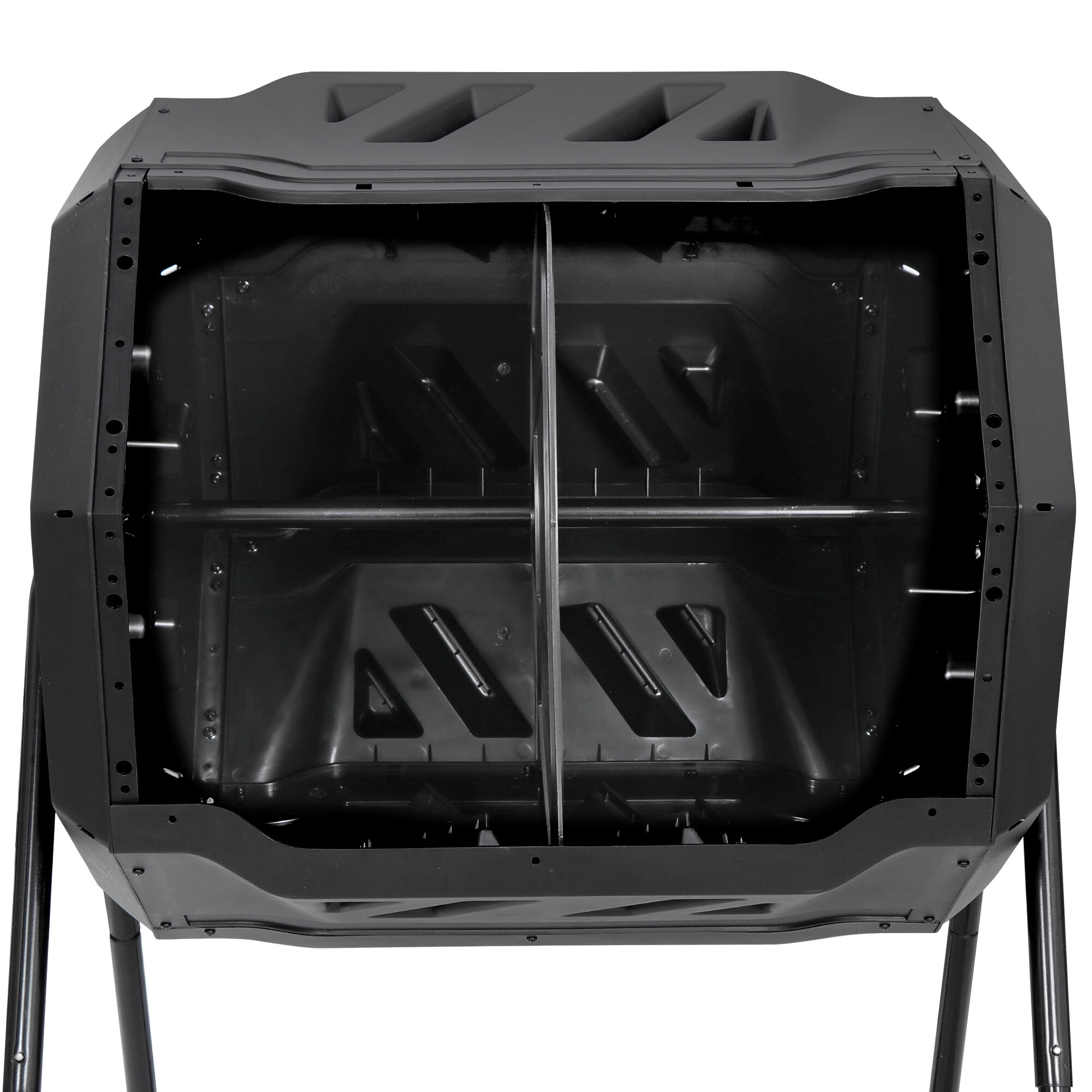 ZENY 43Gal Outdoor Compost Tumbler Bin - Dual Chambers, Sliding Doors, Black