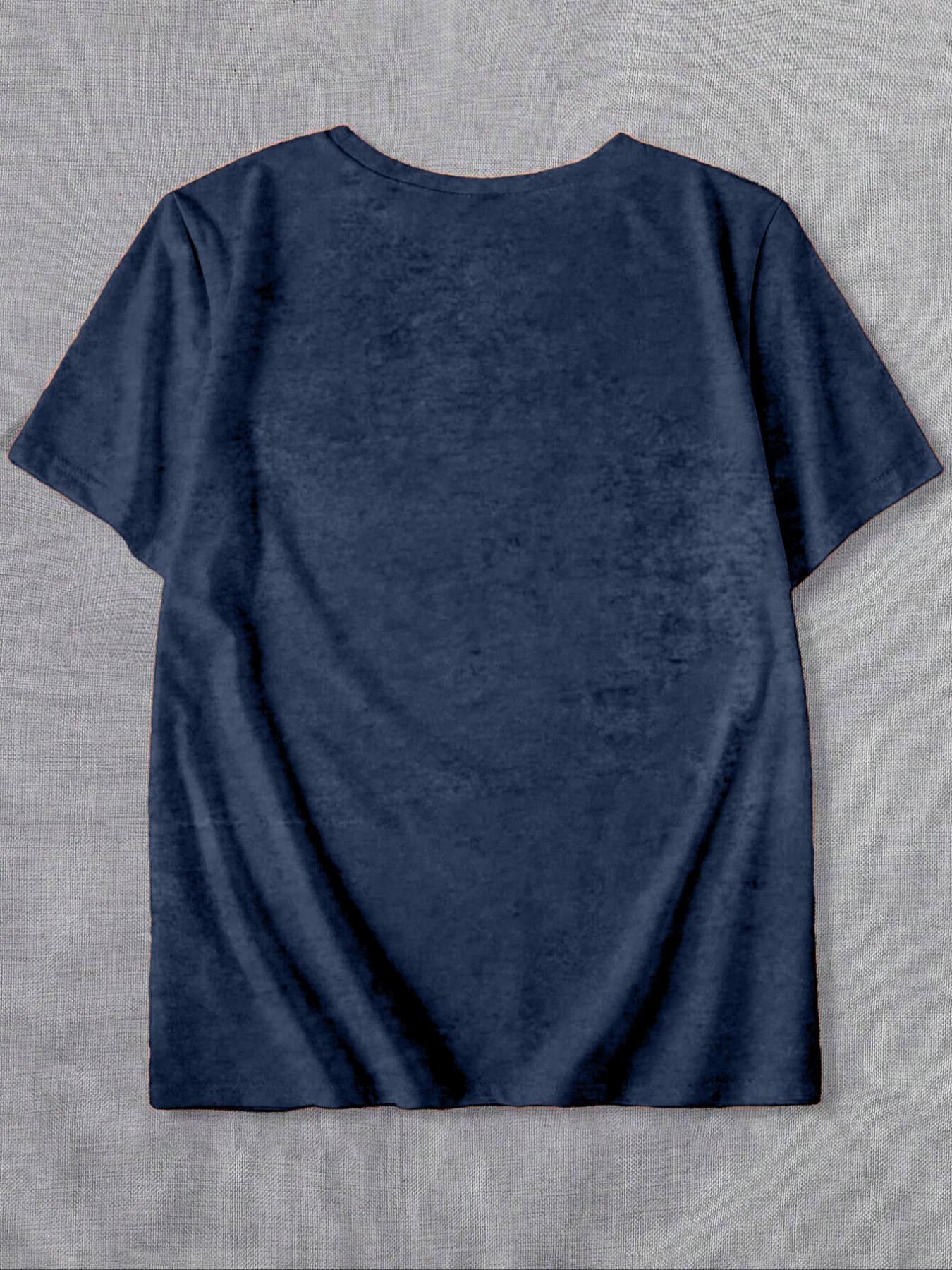 【Plus Size】 Letter Print Round Neck Tee, Casual Short Sleeve T-shirt for Summer, Women's Clothing for Daily Wear, Womenswear
