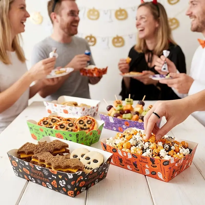Halloween Paper Plates, Pumpkin Bat Design, Party Tableware, 6/12 Pcs, Fun Halloween Decor, Trick-Or-Treat Plates, Spooky Theme