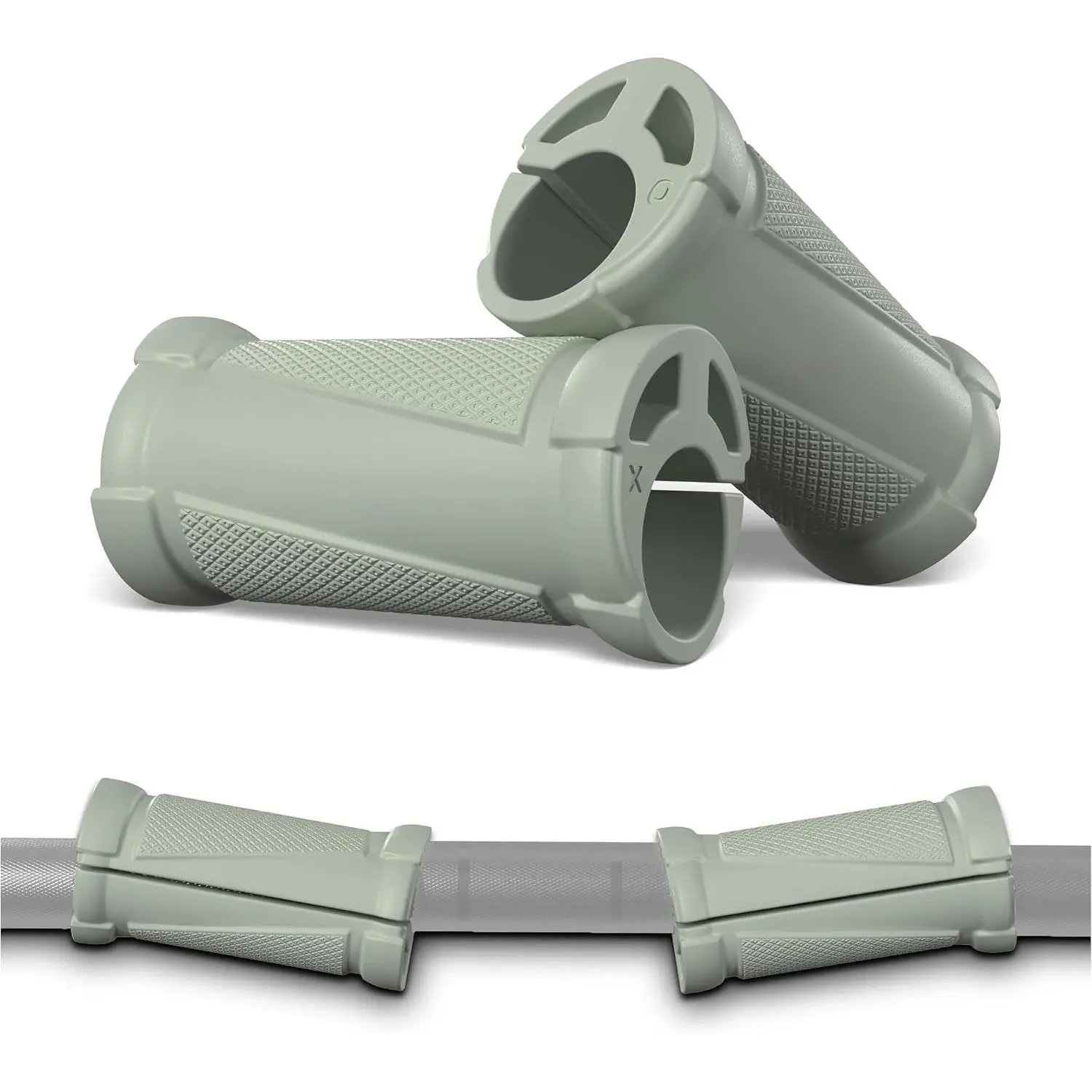 Natural Rubber Angled Barbell Grips, Ergonomic Design for Joint Support, Non-Slip Surface for Gym Strength Training, Unisex Pair Set, Thick Diameter, Angled Curve, Thickened Grip, Weightlifting, Gym Workout, Curved Shape, Heavy Duty, Constant Friction, Ea