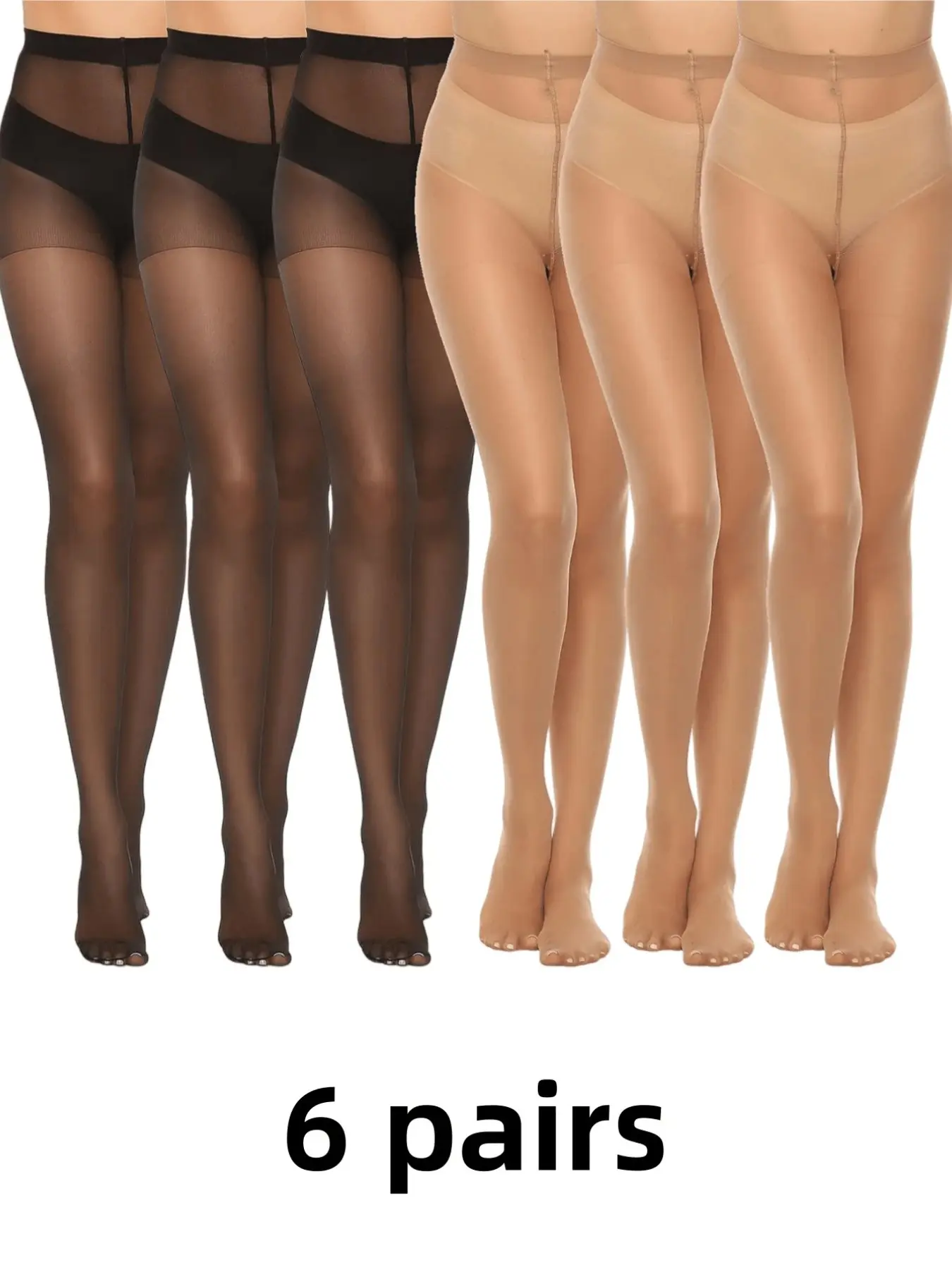 Women Plus Size Anti-Snag Ultra-Thin Breathable Tights, Slim-Fitting Skinny Pants, All-Season Casual Wear, Pack of 6