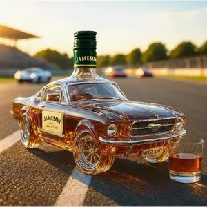 Unique Car Shaped Whiskey Decanter Clear Glass Liquor Bottle for Bourbon Vodka Tequila Ideal Gift For Him Home Bar Decor
