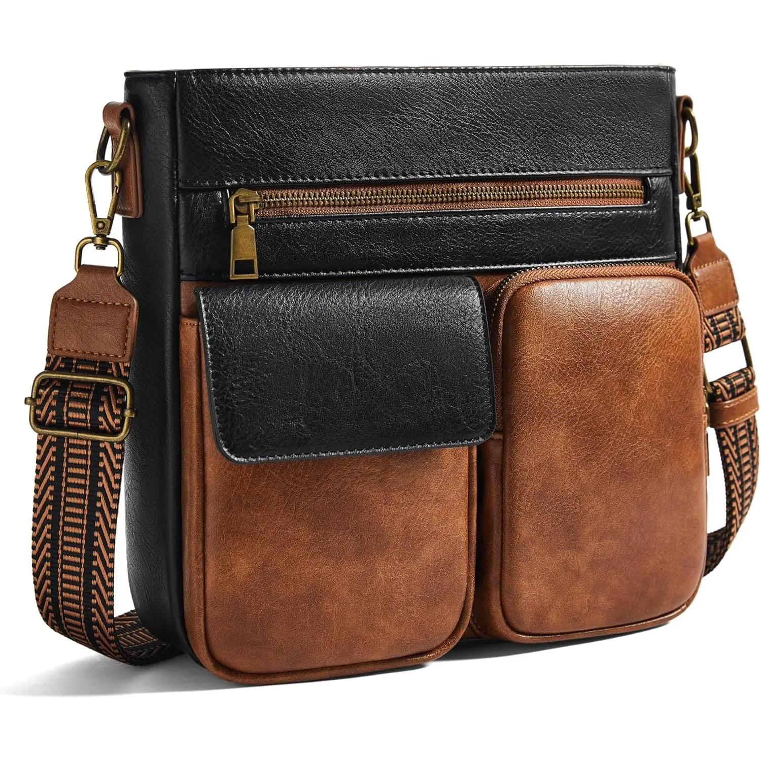 Crossbody Bags for Women, Multi Pocket Crossbody Purse Vegan Leather  Handbags with Guitar Strap