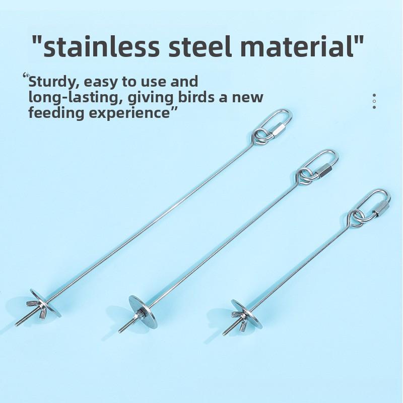 Parrot stainless steel fruit fork, corn and apple fork, pet bird supplies, hangable toy, bird feeder accessories