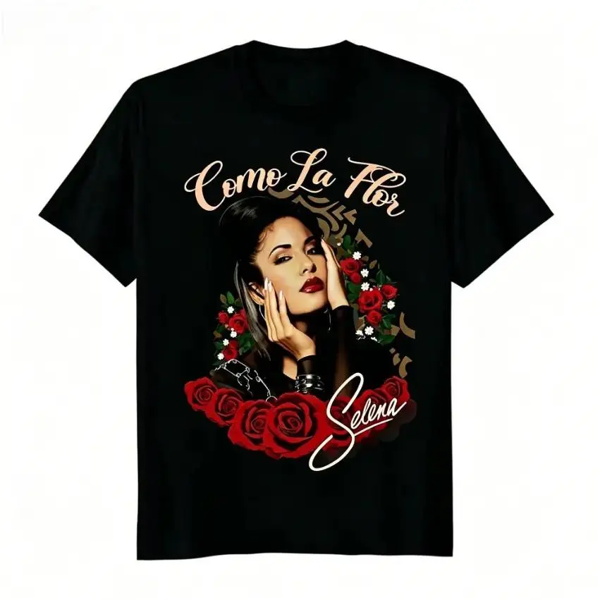 Vintage Graphic Tee for Women, Selena Como La Flor Floral Print Shirt, 100% Cotton Round Neck Tejano Music Fan Gift, Vintage Graphic Tees, Tops, Vintage Style