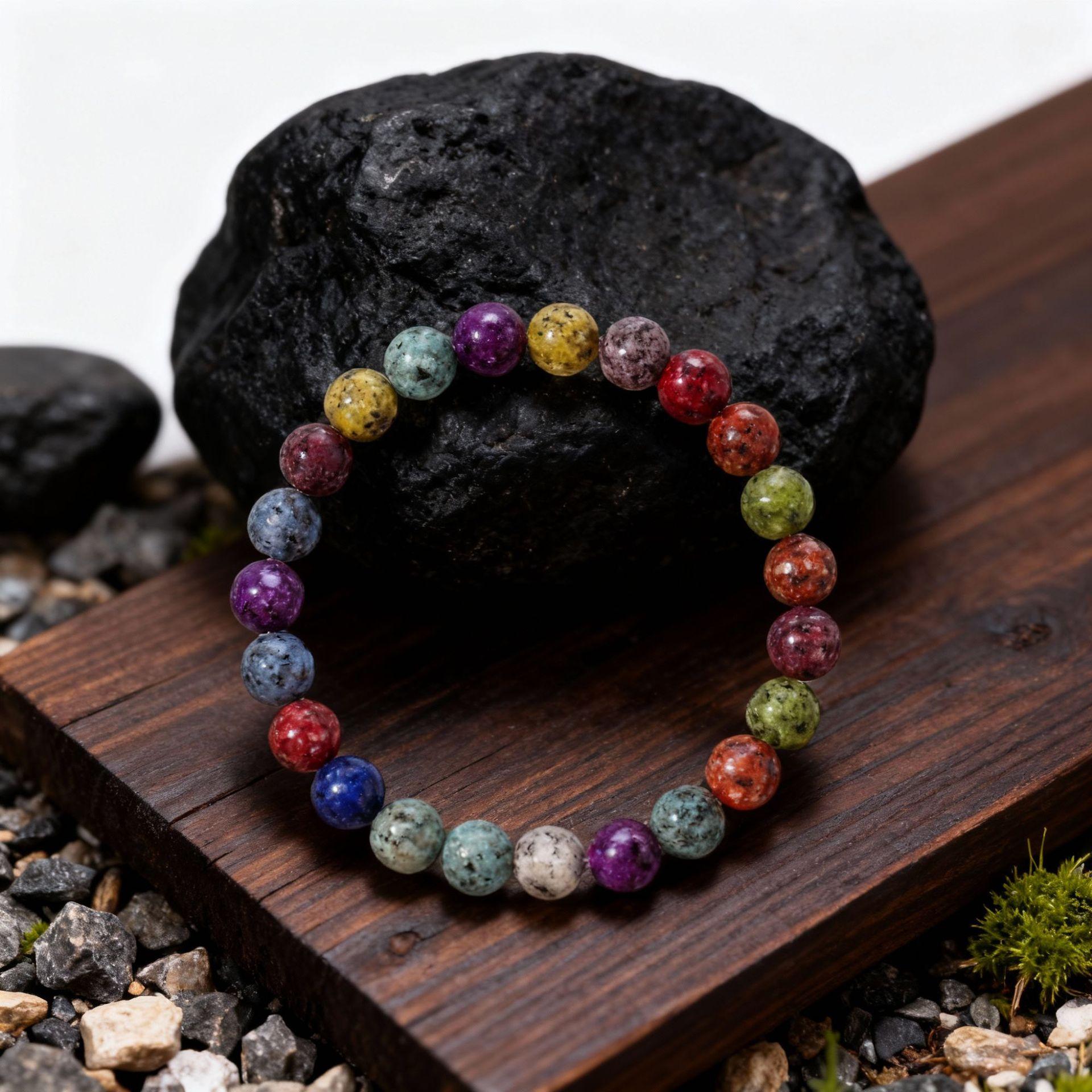 7 Chakras Natural Stone Beaded Bracelet for Women Men, Yoga Meditation Energy Balance Healing Crystal Lava Rock Diffuser Bracelet, Reiki Anxiety Relief Jewelry Gift